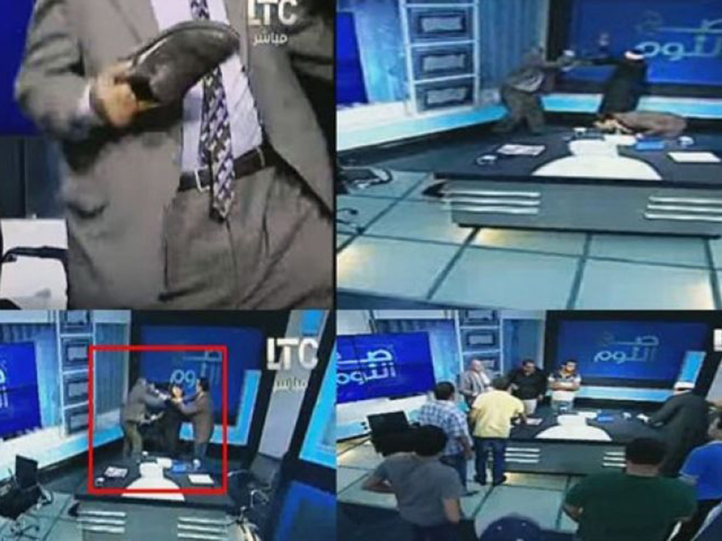 اضغط لمشاهدة الفيديو: مشاجرة على الهواء مباشرة أثناء برنامج على قناة مصرية